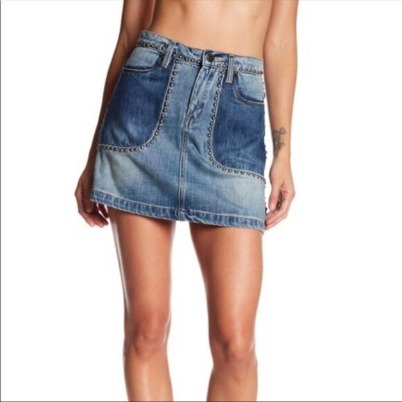 BLANK NYC | Denim Mini Skirt Two Tone Studded Y2K Jeans Women’s Size 24 - Picture 1 of 9